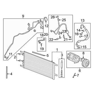 Ford OE - Air Conditioner & Heater - Condenser, Compressor & Lines (Regular Cab / SuperCab / Crew Cab 7.3L)