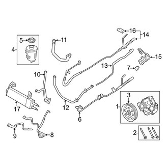 Ford OE - Steering Gear & Linkage - Pump & Hoses (With Hydroboost), (Regular Cab / SuperCab / Crew Cab 6.2L)