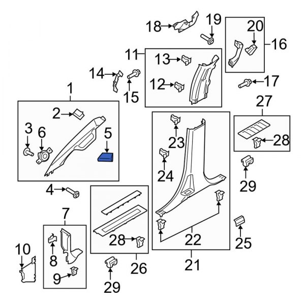 Body A-Pillar Trim Panel Cap