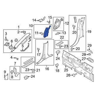 Ford OE - Right Upper Door Pillar Post Trim Set