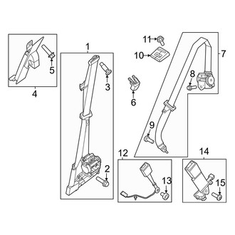 Ford OE - Restraint Systems - Front Seat Belts (Bench Seat), (Lariat / XL / XLT Crew Cab)