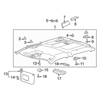 Ford OE - Cab - Interior Trim (Headliner & Visors, W/O Sunroof), (King Ranch / Lariat / Limited / Platinum / XL / XLT Crew Cab)
