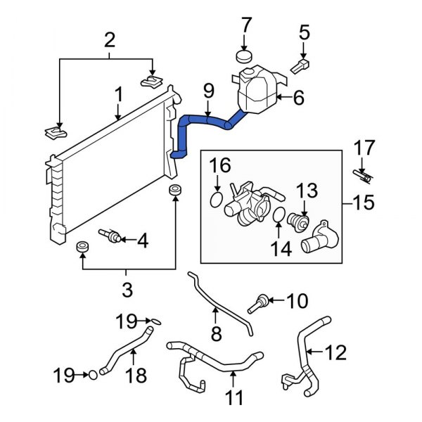 Ford OE AT4Z8C633A Engine Coolant Overflow Hose