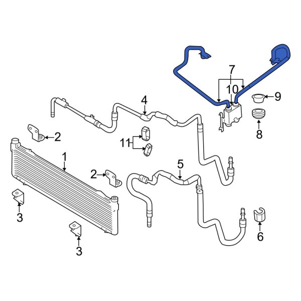 Ford OE 7T4Z7C410C Upper Automatic Transmission Oil Cooler Hose