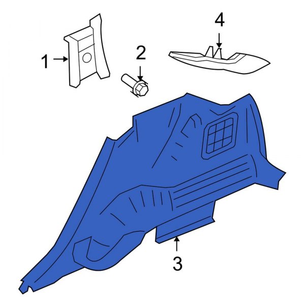 Ford OE 7T4Z7831004AA Rear Right Upper Interior Quarter Panel Trim Panel