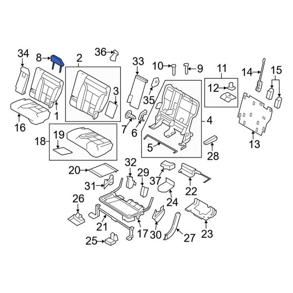 Ford OE ET4Z78611A08FA - Rear Right Headrest