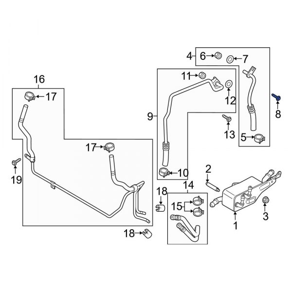 Ford OE W712146S442 - Automatic Transmission Oil Cooler Hose Banjo Bolt