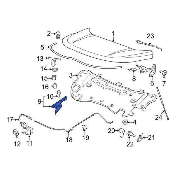 Ford Oe Ft4z5802039a Front Left Hood Hinge Cover