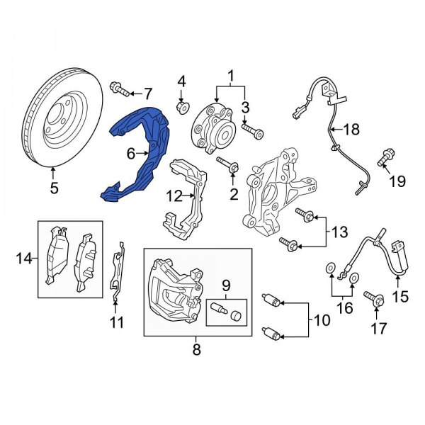Ford OE M2GZ2K005A Front Left Brake Dust Shield
