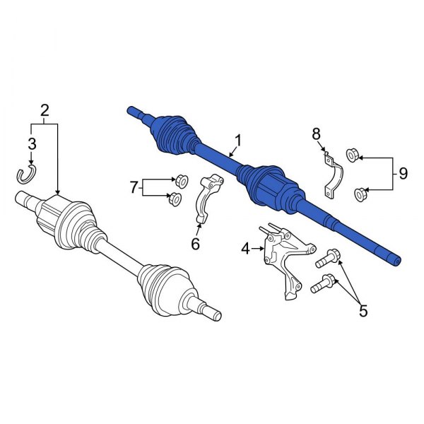 Ford OE F2GZ3B436AK Front Right CV Axle Assembly