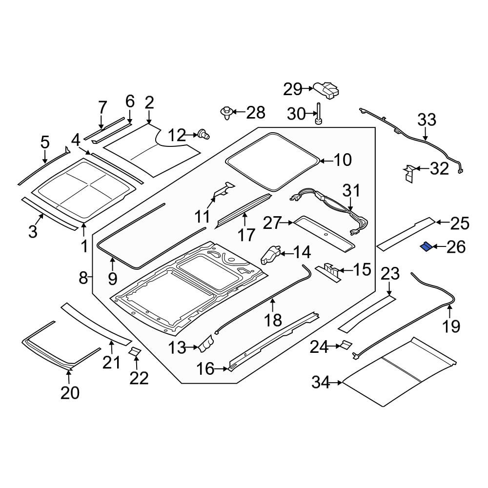 Ford OE FT4Z5852118D - Rear Sunroof Opening Trim Clip