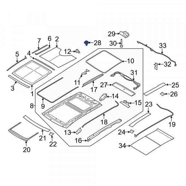 Ford OE FT4Z5852118B Sunroof Opening Trim Clip
