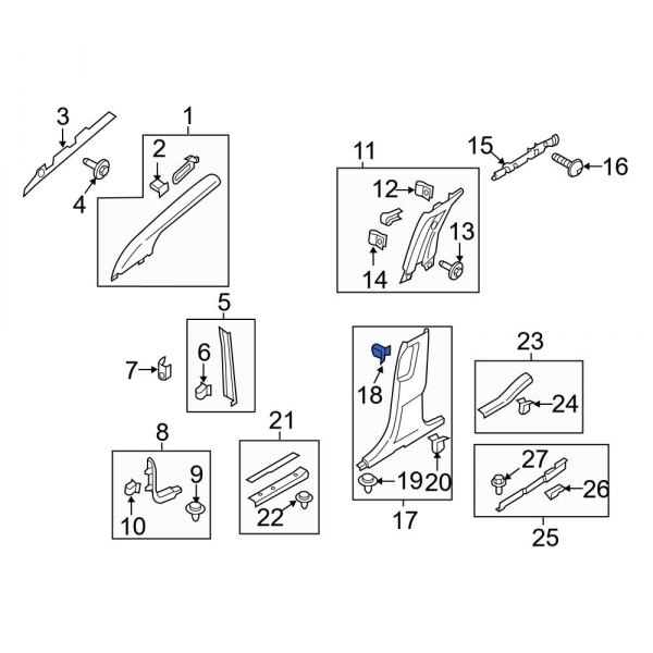 Body B-Pillar Trim Panel Clip