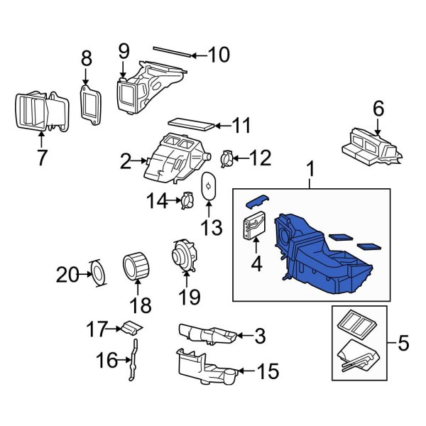 A/C Evaporator Core and Case Assembly