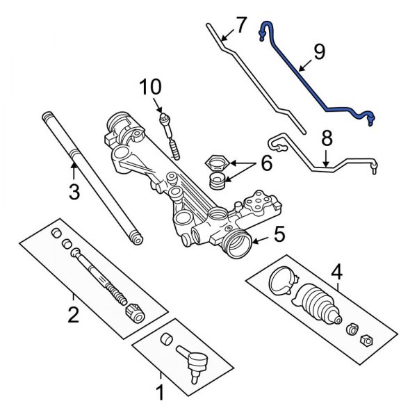 Ford OE F6OZ3A717AA Front Power Steering Line