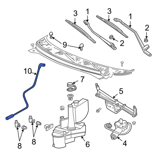 Ford OE 3F2Z17K605AA Front Windshield Washer Hose