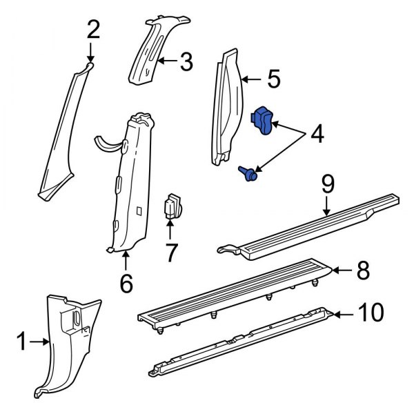 Body B-Pillar Trim Panel Cap