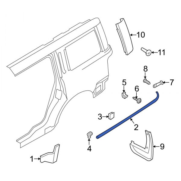 Ford OE 8A8Z74423A18AA Rear Right Quarter Panel Molding