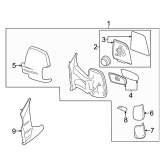 Ford OE - Front Door - Outside Mirrors (Short Arm Mirror)