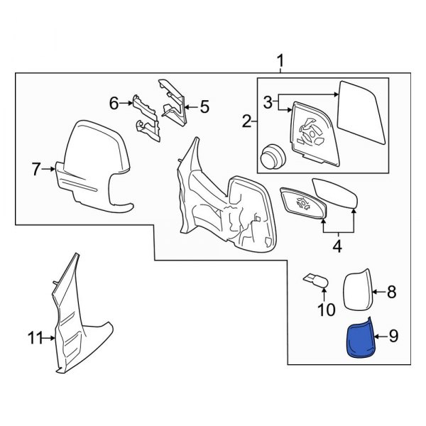 Ford OE BK3Z13B374D - Front Right Lower Door Mirror Cover