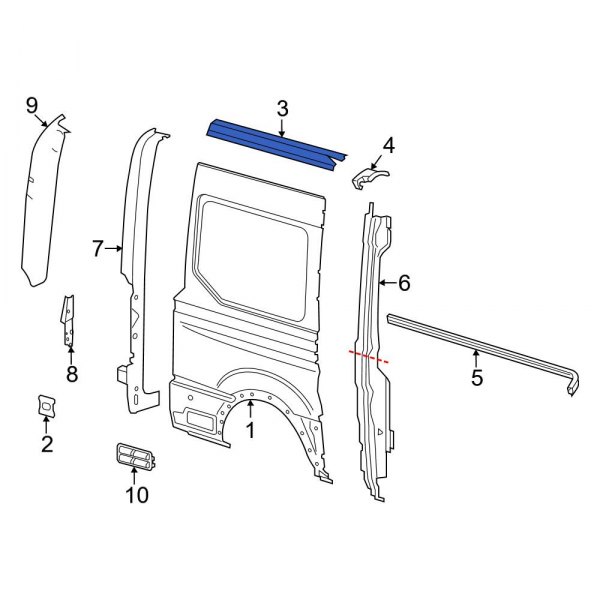 Ford OE KK3Z6110128A Rear Right Lower Forward Quarter Panel Extension