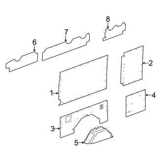 Ford OE - Side Panel - Interior Trim (Passenger Side, W/O Window), (Extended Cargo Van / Standard Cargo Van 178.0" Wheelbase)