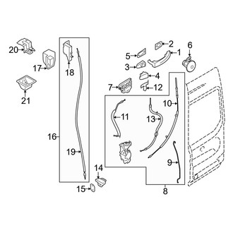 Ford OE - Back Door - Lock & Hardware (Passenger Side), (Extended Cargo Van / Standard Cargo Van)