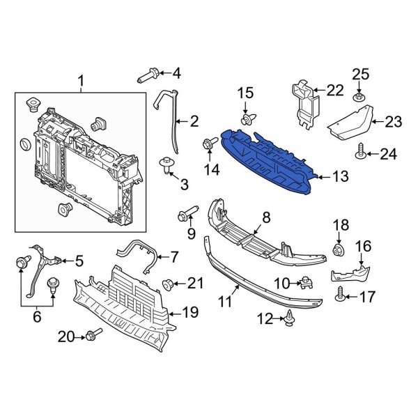 Ford OE D2BZ8312A - Front Upper Radiator Support Air Deflector