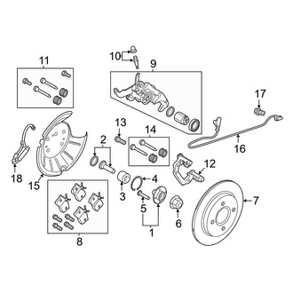 Ford OE - Rear Suspension - Brake Components (With Rear Disc Brakes), (Rear Disc Brakes)