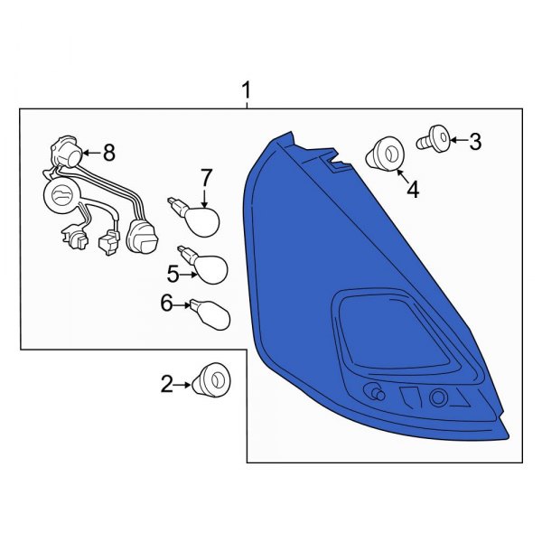Ford OE D2BZ13405E Rear Left Tail Light Assembly