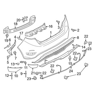 Ford OE - Rear Bumper - Bumper & Components (With Lower Grille), (S / SE / Titanium Hatchback)