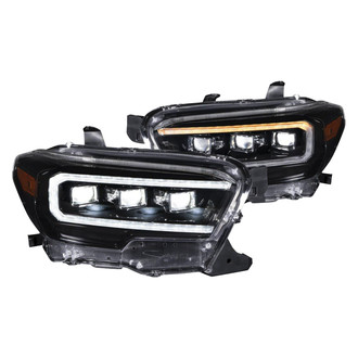 Form Lighting® - Driver and Passenger Side Black DRL Bar Projector LED Headlights with DRL and Sequential Turn Signal