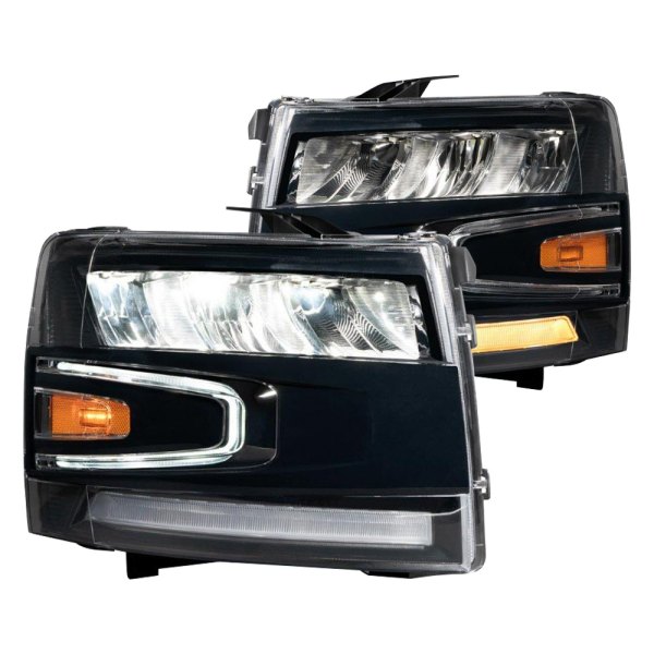 Form Lighting® - Black DRL Bar LED Headlights with Sequential Turn Signal