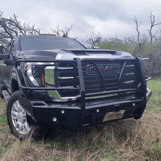 Frontier Truck Gear® - Pro Series Full Width Black Powder Coated Front HD Bumper with Full Grille Guard