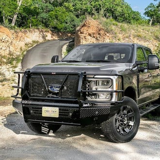 Frontier Truck Gear® - Original Series Full Width Black Powder Coated Front HD Bumper with Full Grille Guard