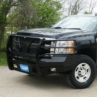 Frontier Truck Gear® - Original Series Full Width Black Powder Coated Front HD Bumper with Full Grille Guard