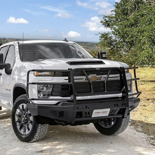 Frontier Truck Gear 300-22-4005 - Original Series Full Width Black Powder  Coated Front HD Bumper with Full Grille Guard