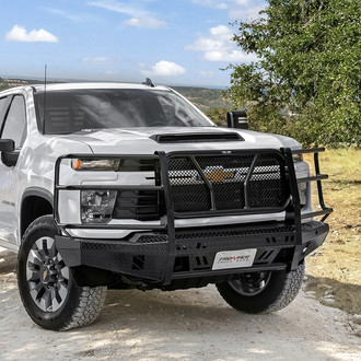 Frontier Truck Gear® - Original Series Full Width Black Powder Coated Front HD Bumper with Full Grille Guard