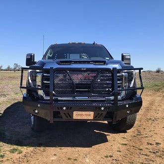 Frontier Truck Gear® - Original Series Full Width Black Powder Coated Front HD Bumper with Full Grille Guard