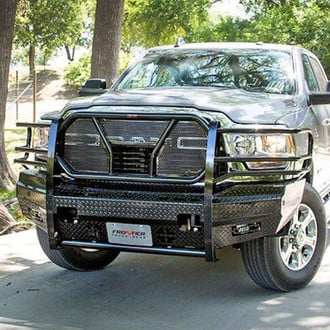 Frontier Truck Gear® - Original Series Full Width Black Powder Coated Front HD Bumper with Full Grille Guard
