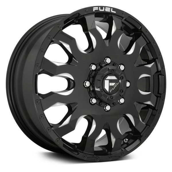 FUEL® - D673 DUALLY BLITZ 1PC Front Gloss Black with Milled Accents