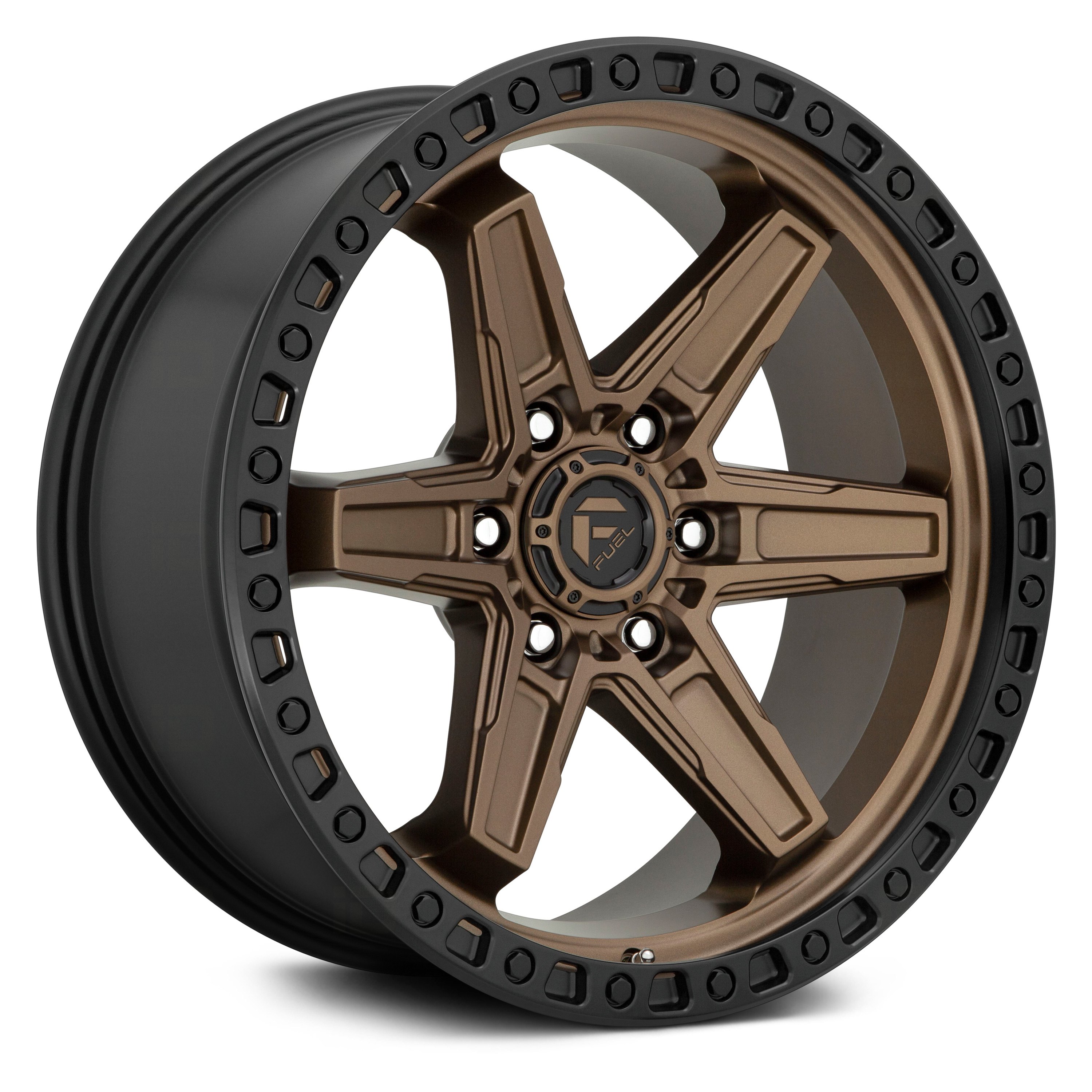 FUEL® D699 KICKER 6 1PC Wheels Bronze Center with Black Lip Rims
