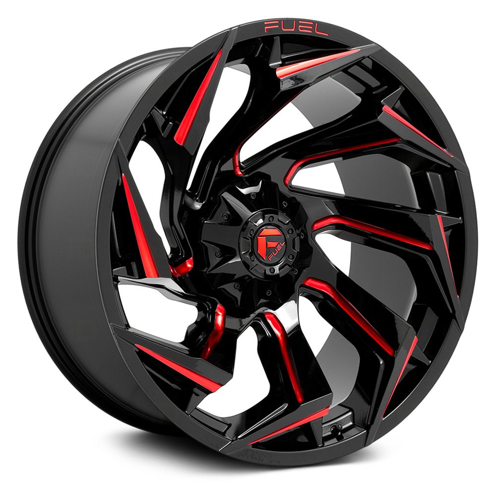 Fuel D755 Reaction 1pc Wheels Gloss Black With Candy Red Accents Rims