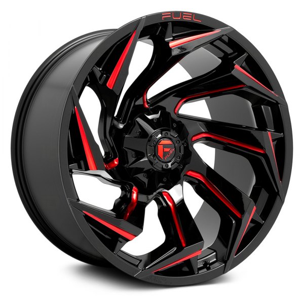 FUEL® D755 REACTION 1PC Wheels - Gloss Black with Candy Red Accents Rims