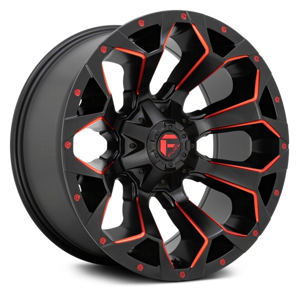 FUEL® D787 ASSAULT 1PC Wheels - Matte Black with Red Milled Accents ...