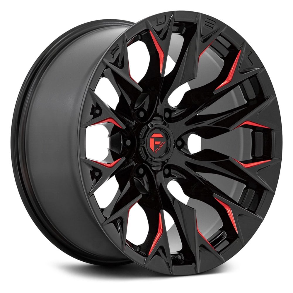 FUEL® D823 FLAME 6 Wheels - Gloss Black with Candy Red Accents Rims