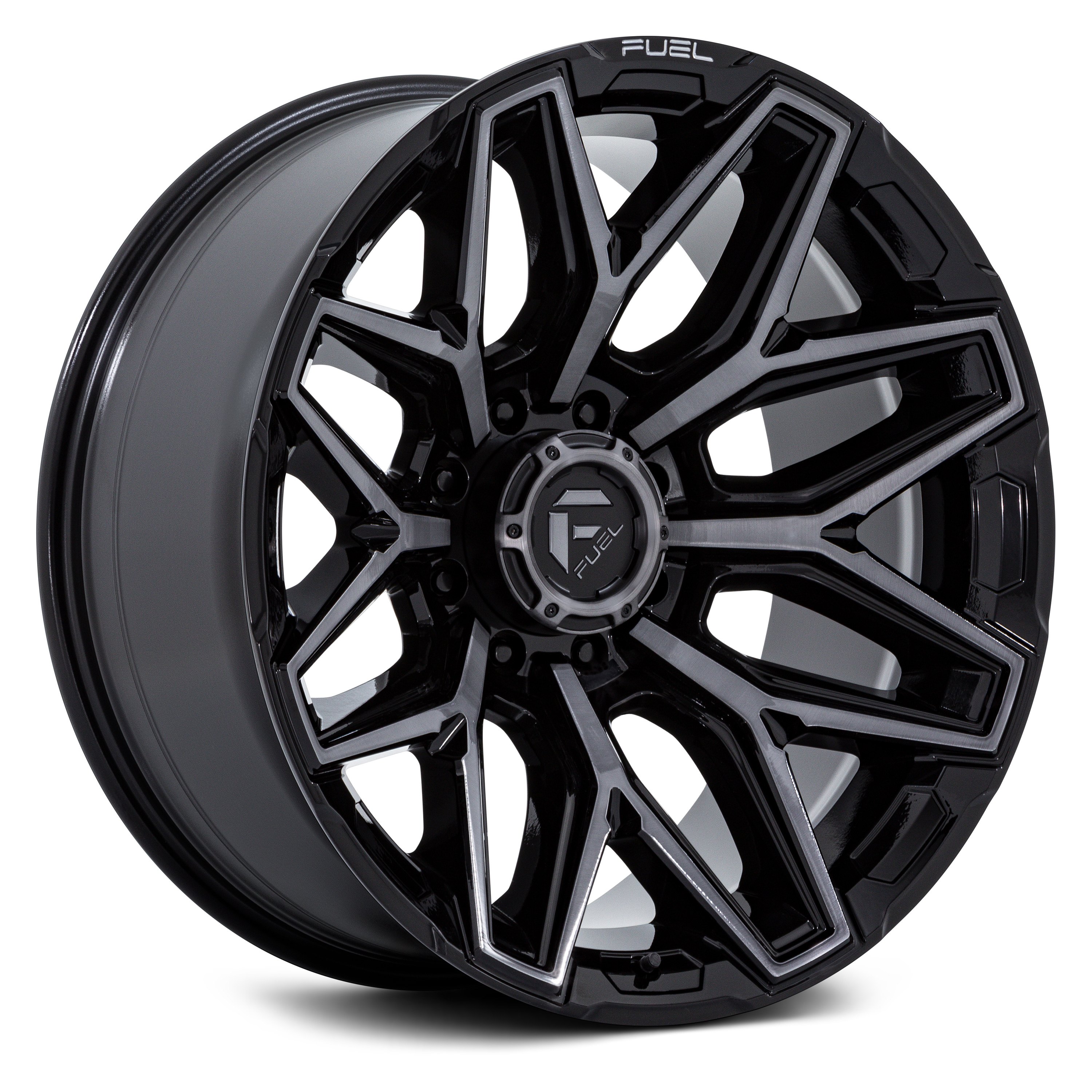 FUEL® FC854 FLUX 8 Wheels - Gloss Black with Brushed Face And Gray Tint ...