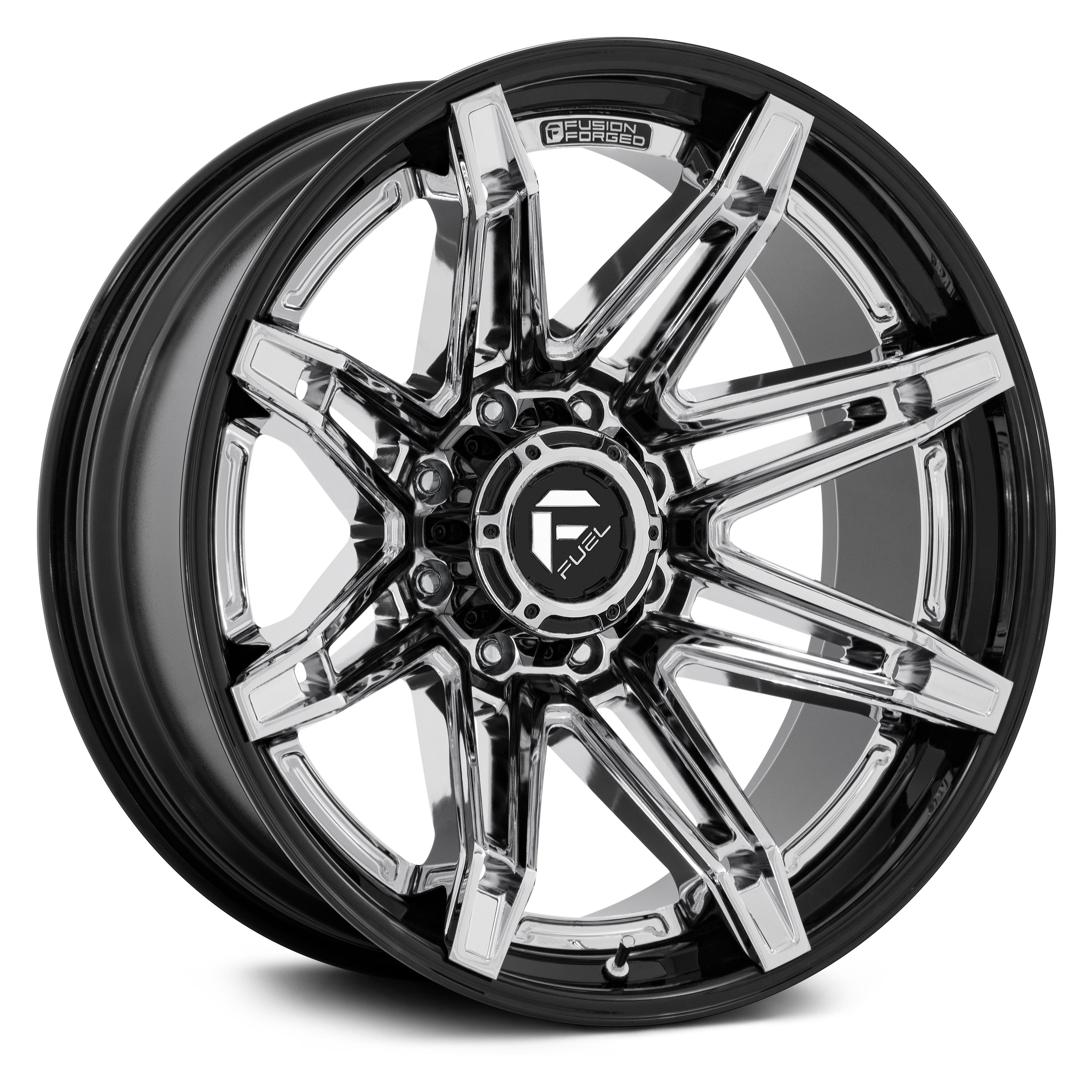 FUEL FUSION FORGED® FC401 BRAWL Wheels - Chrome with Gloss Black Lip Rims