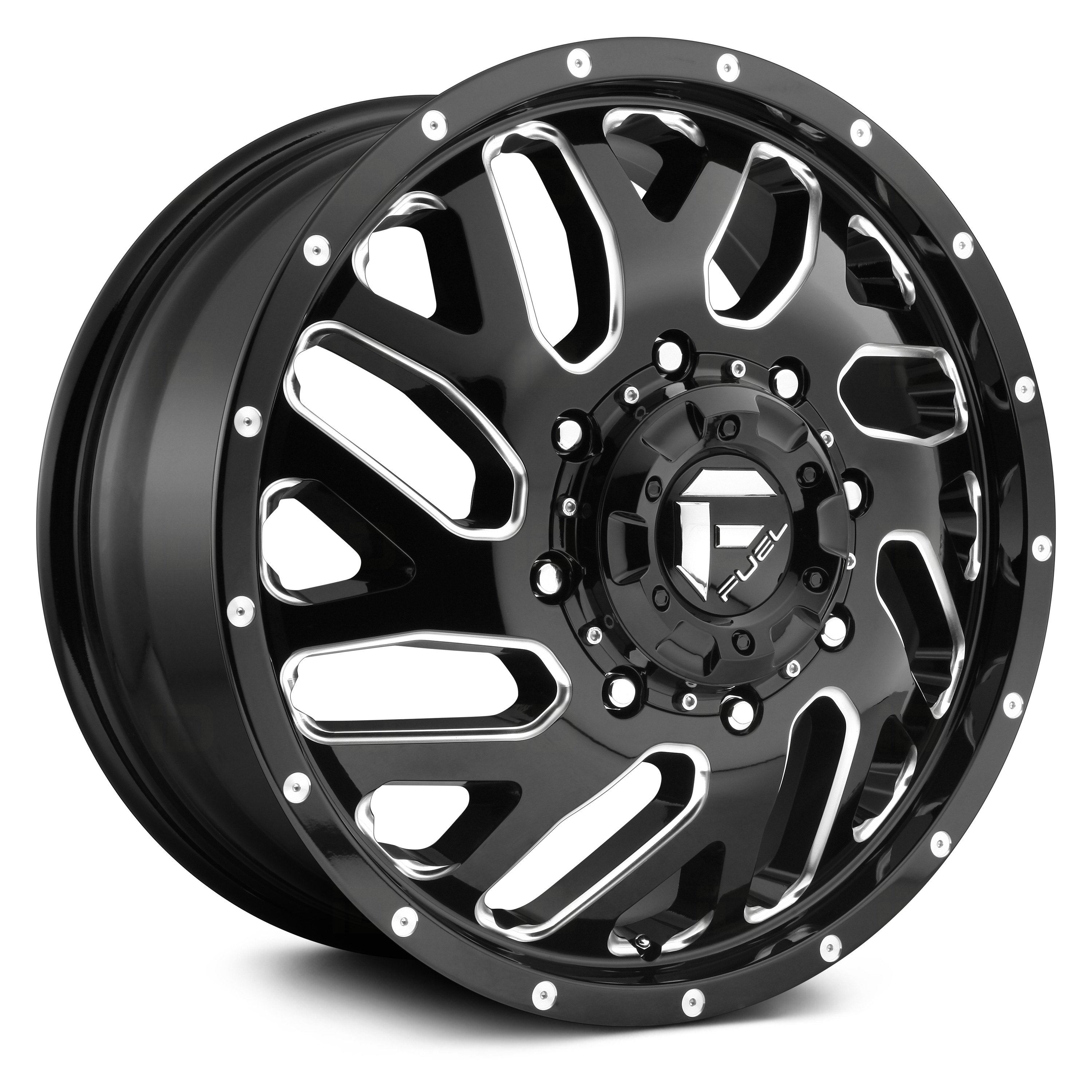 FUEL® D581 DUALLY TRITON 1PC Wheels Black with Milled Accents Rims