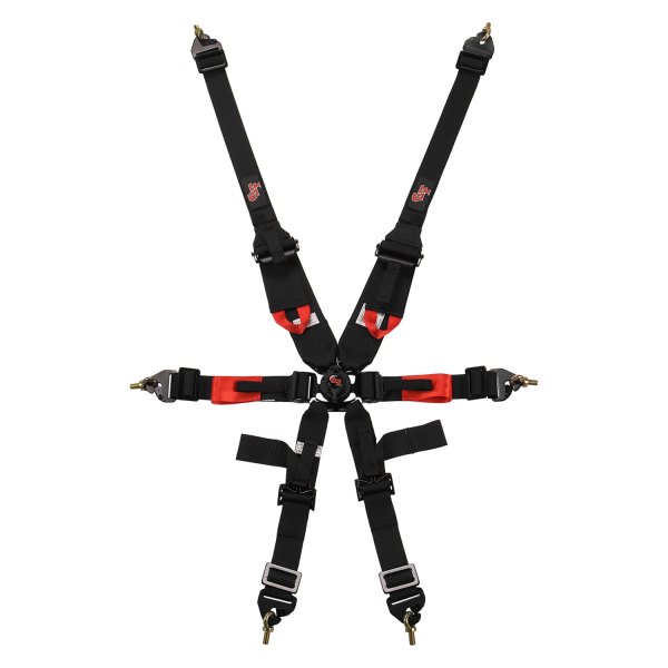 G-Force Racing Gear® - Pro-Series 6-Point Pull Down Latch & Link FIA Rated Harness Set, Black, 3" x 2"